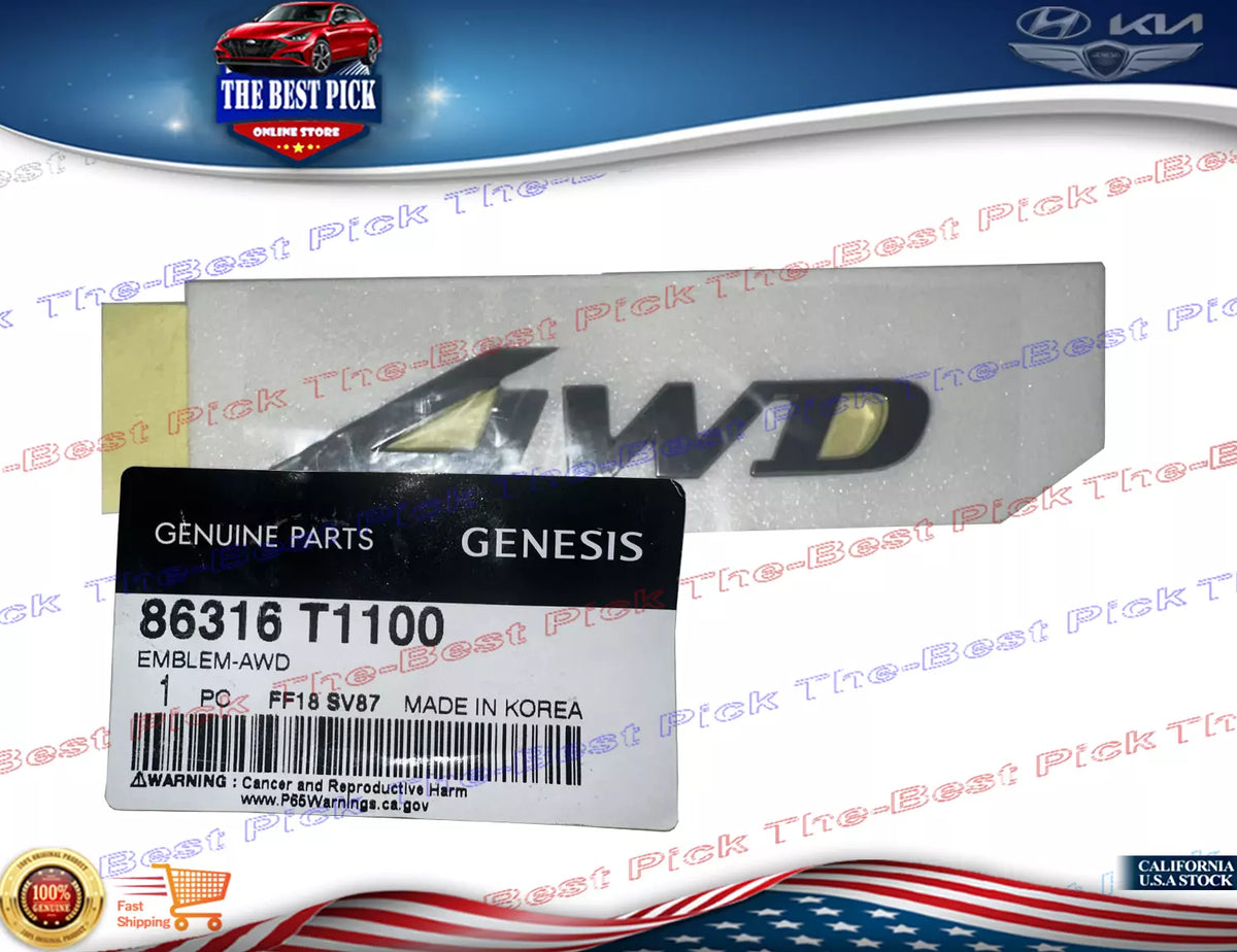 AWD Emblem for Genesis - Black - Shark Racing AWD Emblem for Genesis - Black - Shark Racing