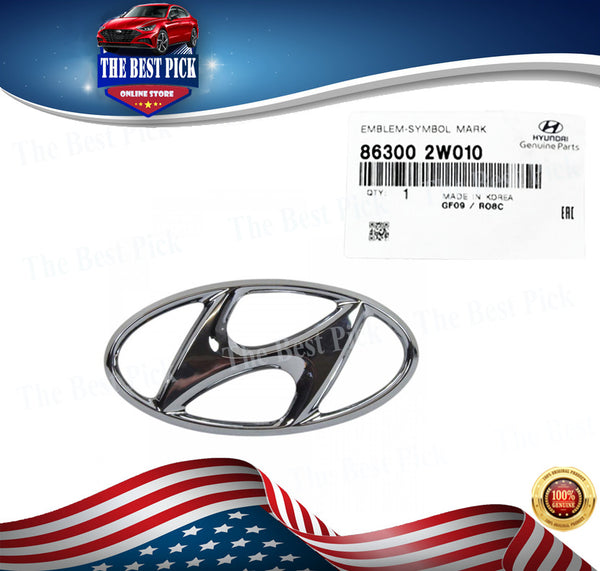Genuine Hyundai H Tailgate Emblem - Chrome - For 2013-2018 Santa Fe (Replaces 86300-2W010)