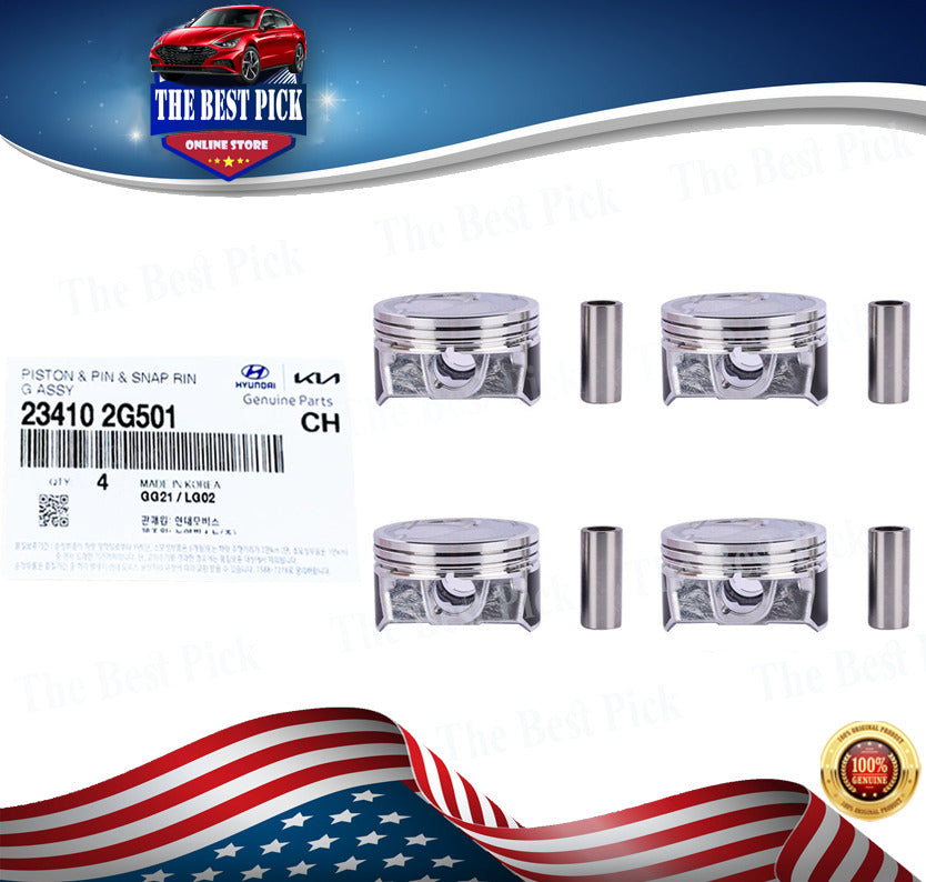 ⭐GENUINE⭐ 2.4L Engine Piston & Pin 4pcs Sorento Sonata SantaFe 14-20 234102G501