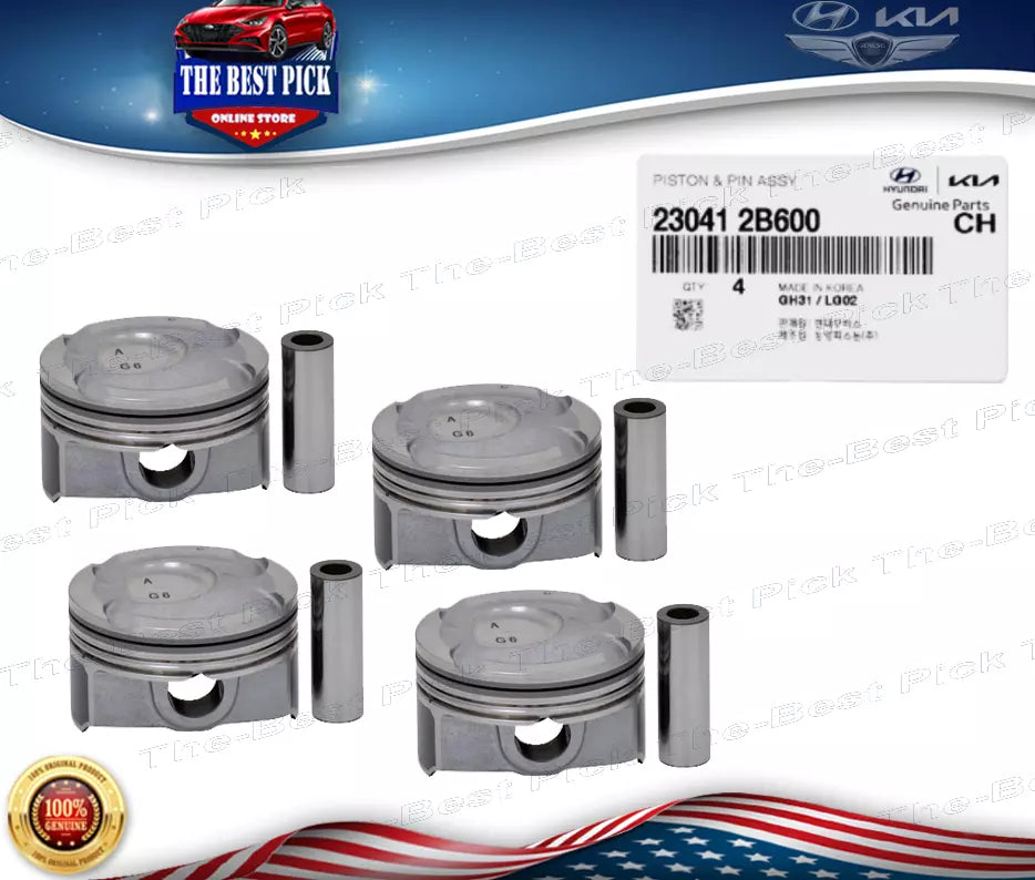 1.6L Engine Pistons STD-AA 230412B600 Veloster Accent Rio 2012-2017 ⭐GENUINE⭐