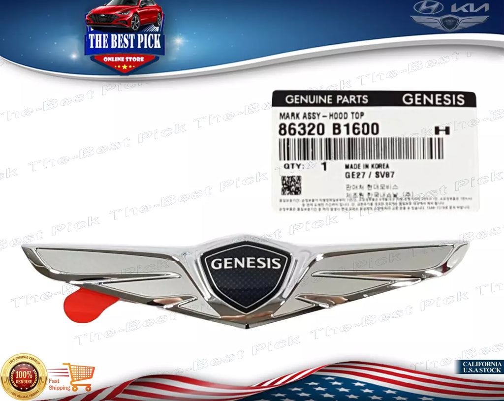 ⭐GENUINE⭐ Front Hood Wing Emblem Badge for 18-20 Genesis G80 Sedan 86320B1600