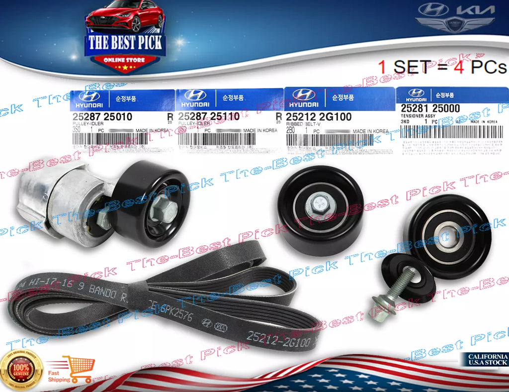 ⭐GENUINE⭐V-Belt Tensioner Pulley Kit for 2006-2010 Sonata Optima 2.4L 2528125000