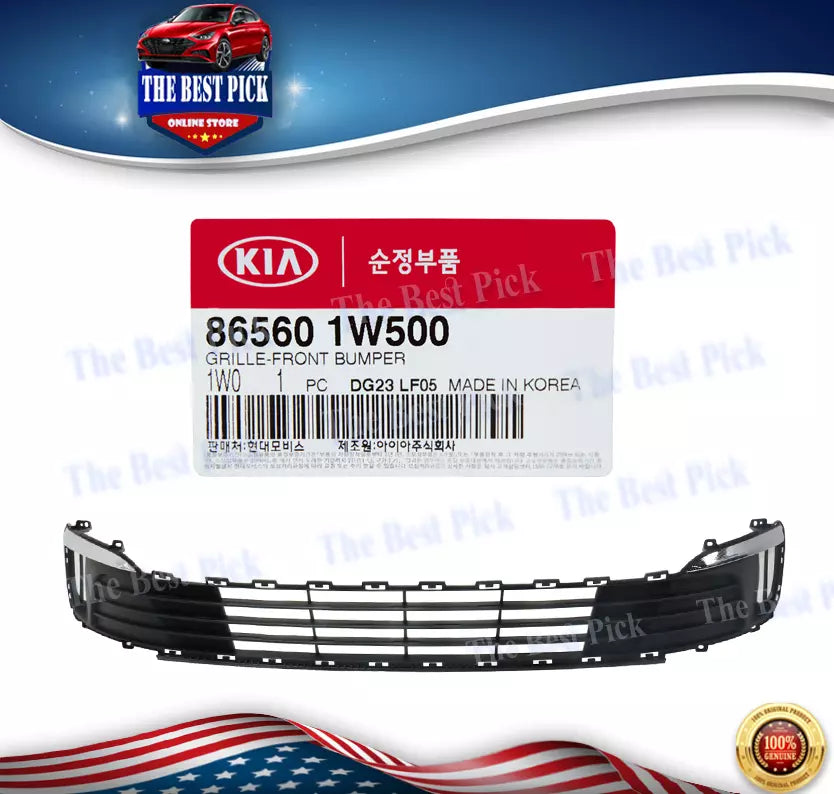 ⭐GENUINE⭐ Front Bumper Lower Grille w/ Chrome for 15-17 Kia Rio Sedan 865601W500