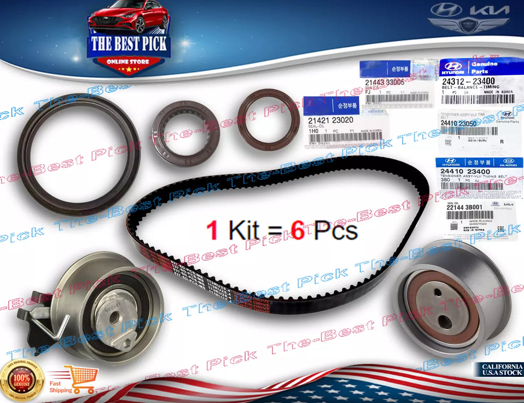 ⭐GENUINE⭐Timing Belt Kit Fits 1997-2008 Hyundai Kia 2.0L DOHC "G4GF" 2431223400