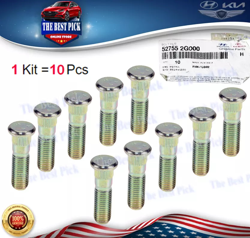 ⭐GENUINE⭐ 10 PCS Wheel Stud for 06-22 Hyundai Kia 527552G000 ⭐SEE Compatibility