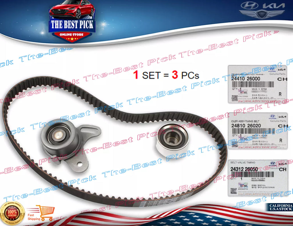 ⭐GENUINE⭐ Engine Timing Belt Kit for 1996-2011 Hyundai Accent Kia Rio 2431226050