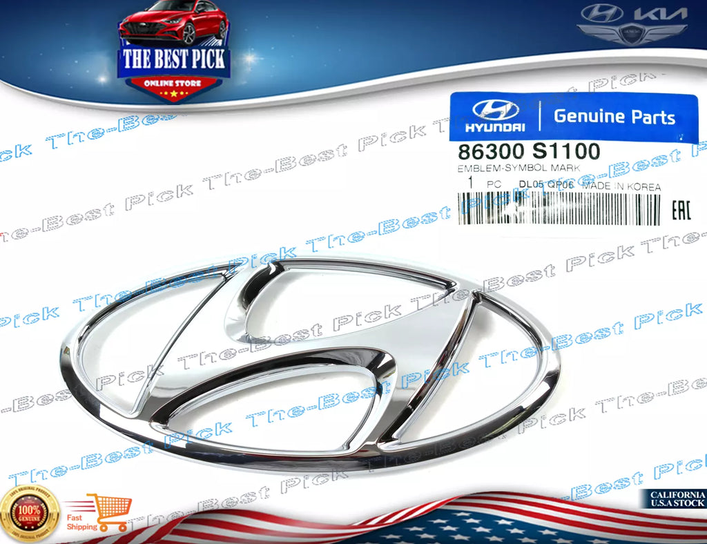 ⭐GENUINE⭐ FRONT Grille Emblem Front "H" Logo 86300S1100 Hyundai Santa Fe 18-2019