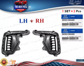 ⭐GENUINE⭐ FRONT Fog Light Bezel Covers Right + Left 2pcs Santa Fe XL 2017-2019