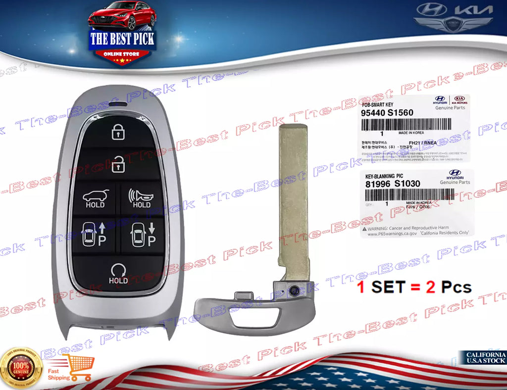 ⭐GENUINE⭐FOB Smart Remote & Blank Key For Santa Fe 21-22 95440S1560 + 81996S1030