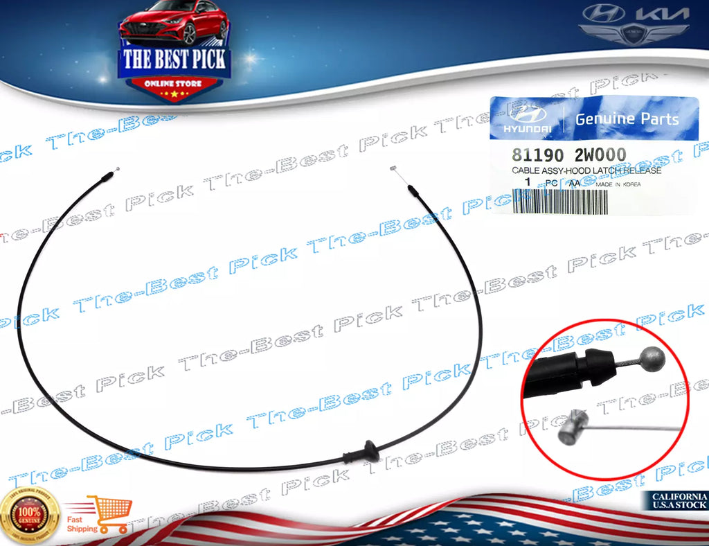 ⭐GENUINE⭐ Hood Latch Release Cable Long For Santa Fe 2013-2015 811902W000