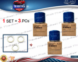 ⭐GENUINE⭐ Engine Oil Filter & Washers 3PACK for GASOLINE Hyundai/Kia 2630035505