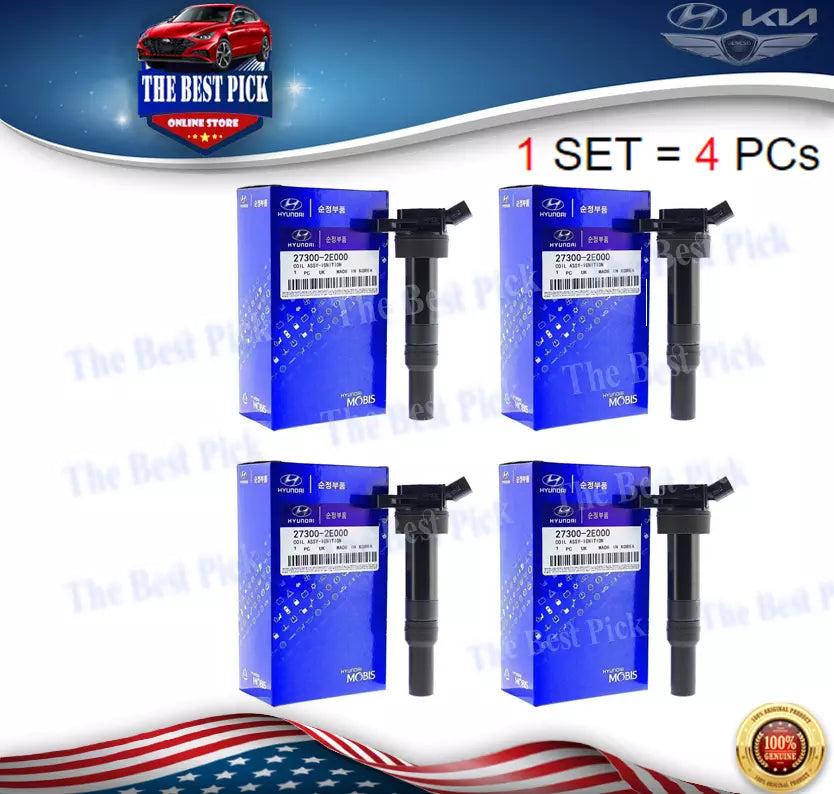 ⭐GENUINE⭐ Ignition Coil 4pcs for 11-20 Hyun Elantra Tucson Forte Soul 273002E000