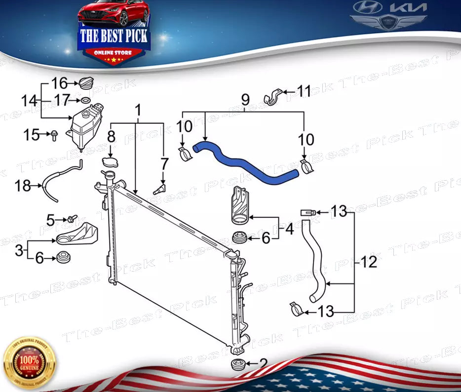 ⭐GENUINE ⭐ Upper Radiator Coolant Hose For Hyundai 2020-202 Palisade 25414S8500
