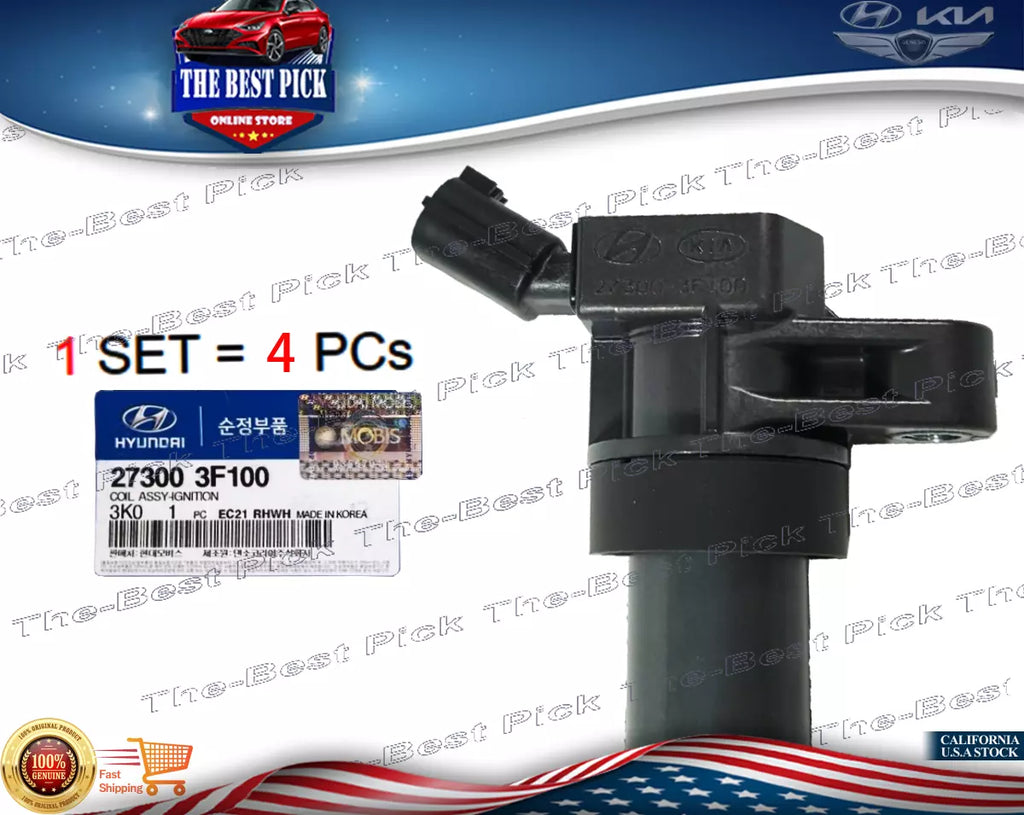 ⭐GENUINE⭐ Ignition Coil 4PCS for Santa Fe Sonata Forte Optima Sorento 273003F100
