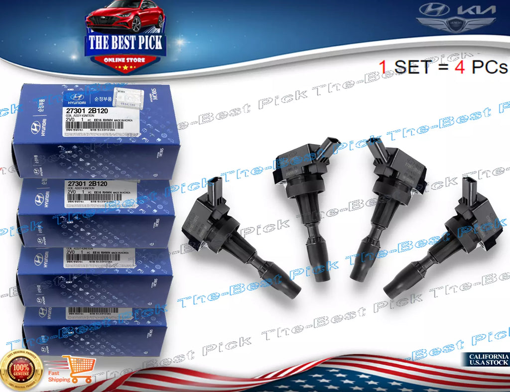 GENUINE IGNITION COIL 4 PCS 15-18 ELANTRA SONATA TUCSON OPTIMA SOUL 273012B120