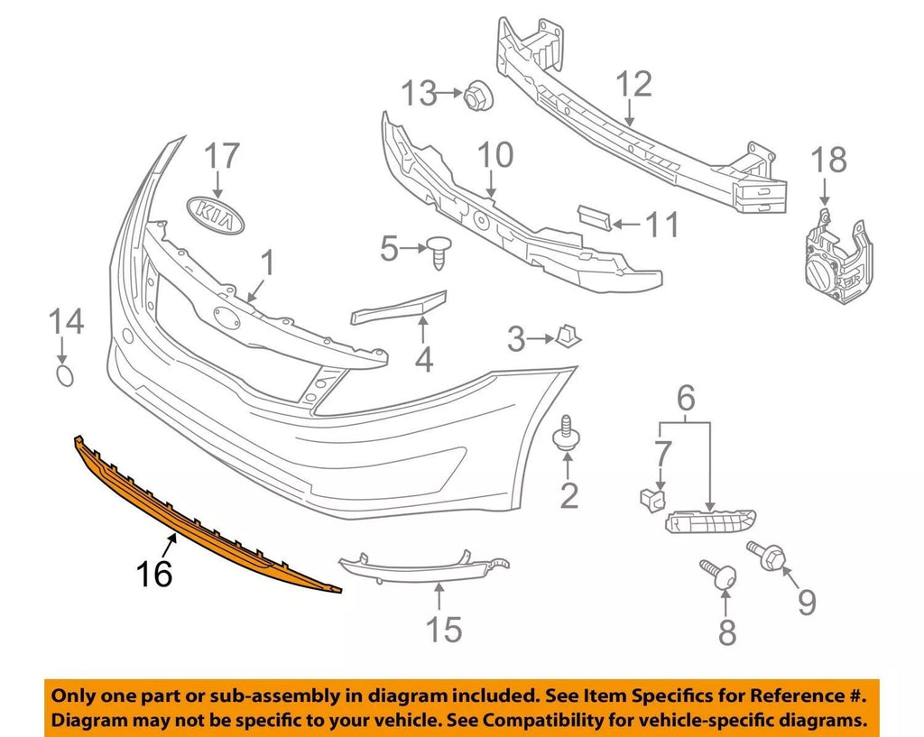 GENUINE Front Low Bumper LIP SPLITTER for 2011-2013 Kia Optima HYBRID 865914U000