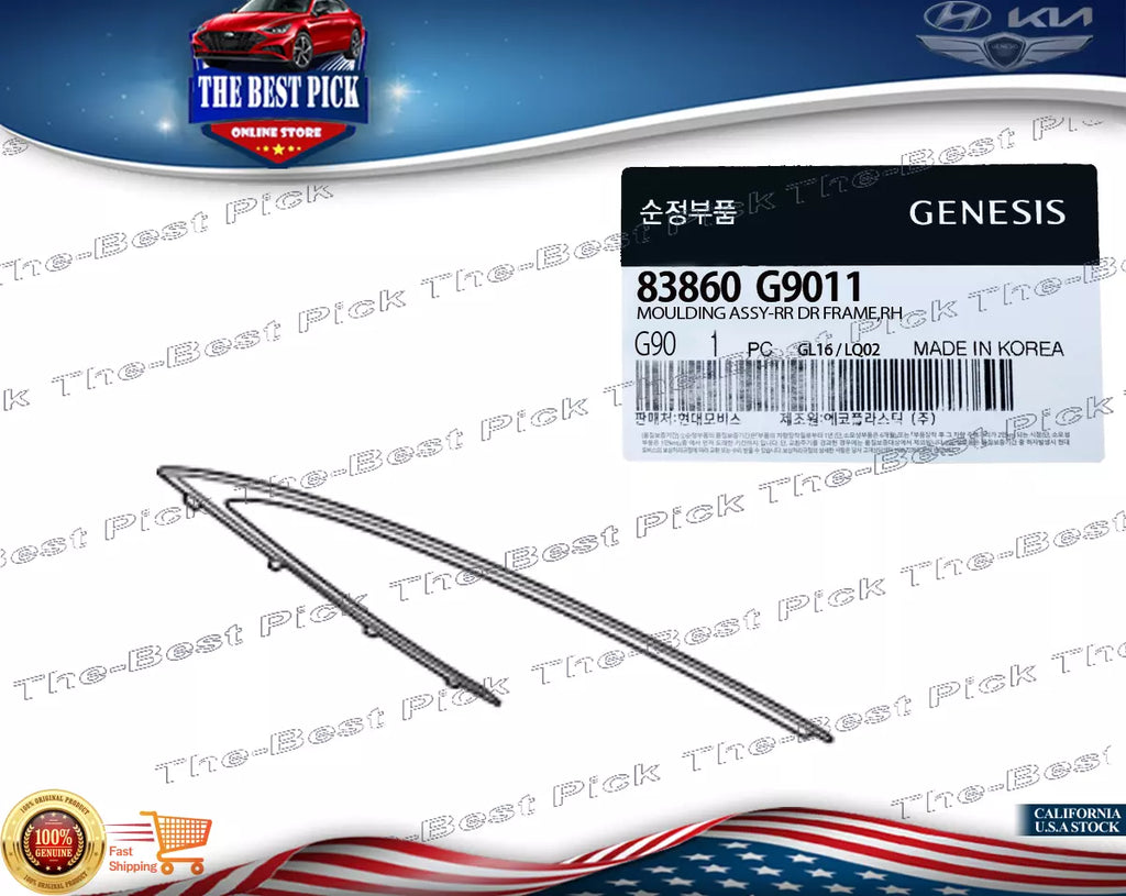 ⭐GENUINE⭐ Molding Assembly-Rear Dr Frame Right-hand GENESIS G70 19-23 83860G9011