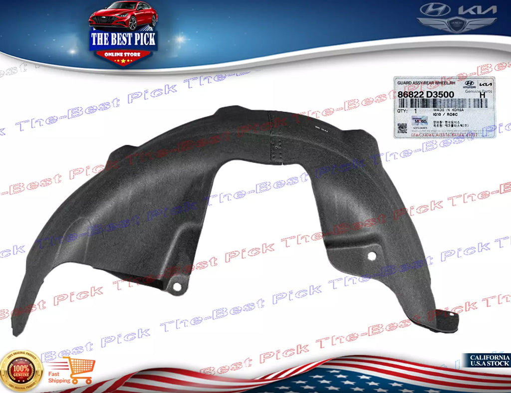 ⭐GENUINE⭐ REAR Fender Liner RIGHT PASSENGER for 19-21 Hyundai Tucson 86822D3500