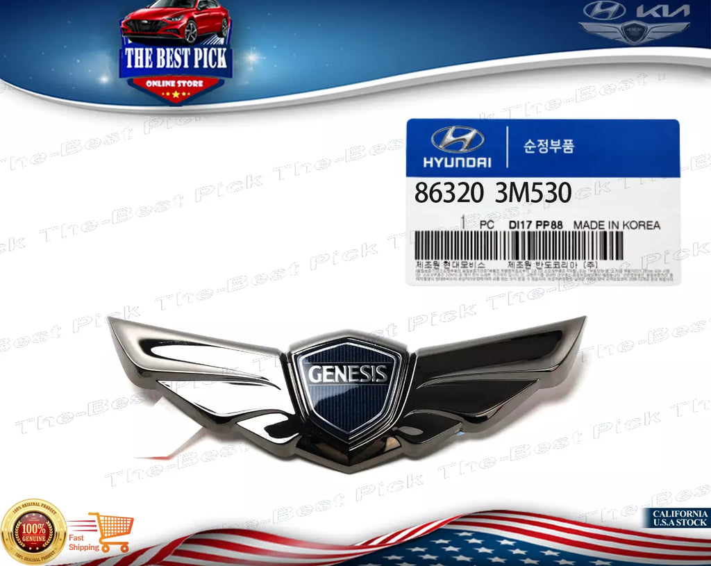 ⭐GENUINE⭐ Hood Wing Emblem Black Chrome For 2009-2014 Genesis Sedan 863203M530