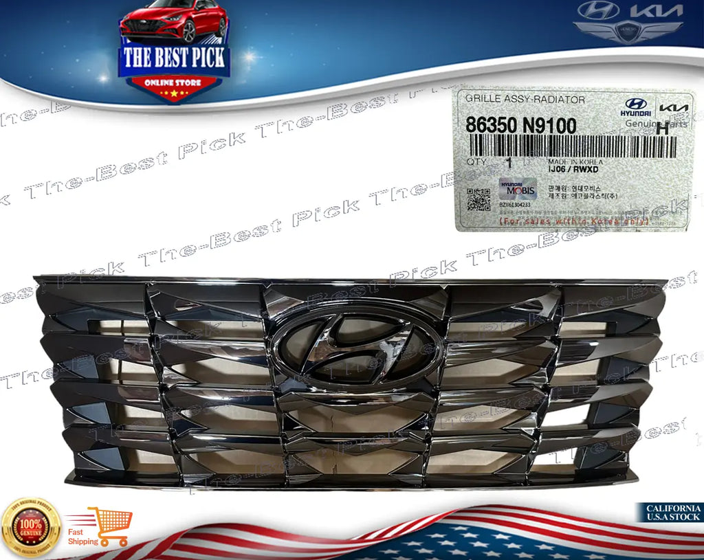 ⭐GENUINE⭐ FRONT Bumper Grille "Dark Chrome" Hyundai Tucson 2021-2022 86350N9100