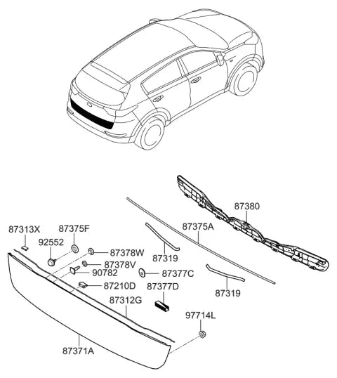 ⭐GENUINE⭐ Tail Gate Trim PAD - ANTI-NOIS 17-20 Sportage SX Turbo 2.0L 87314D9000