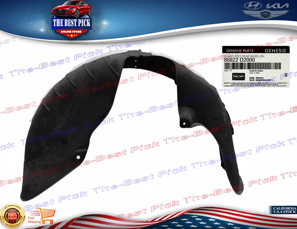 ⭐GENUINE⭐ REAR FENDER LINER RIGHT PASSENGER FOR 2017-2019 GENESIS G90 86822D2000