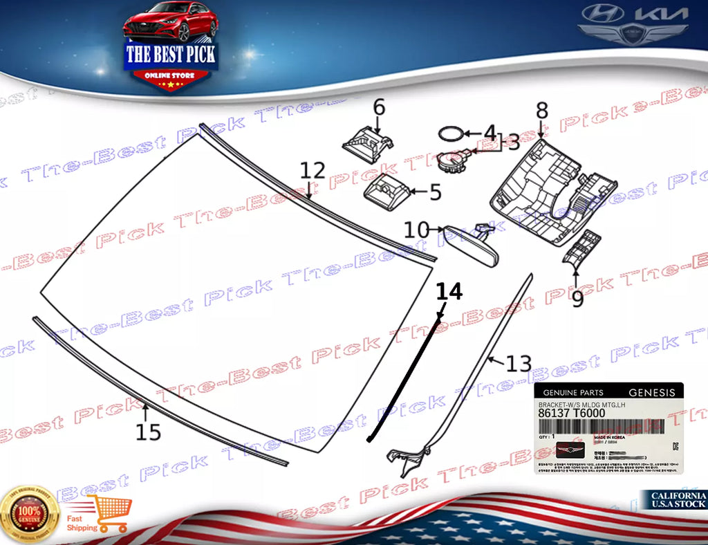 ⭐GENUINE⭐ Windshield Molding Bracket LEFT Side FOR 21-24 Genesis GV80 86137T6000