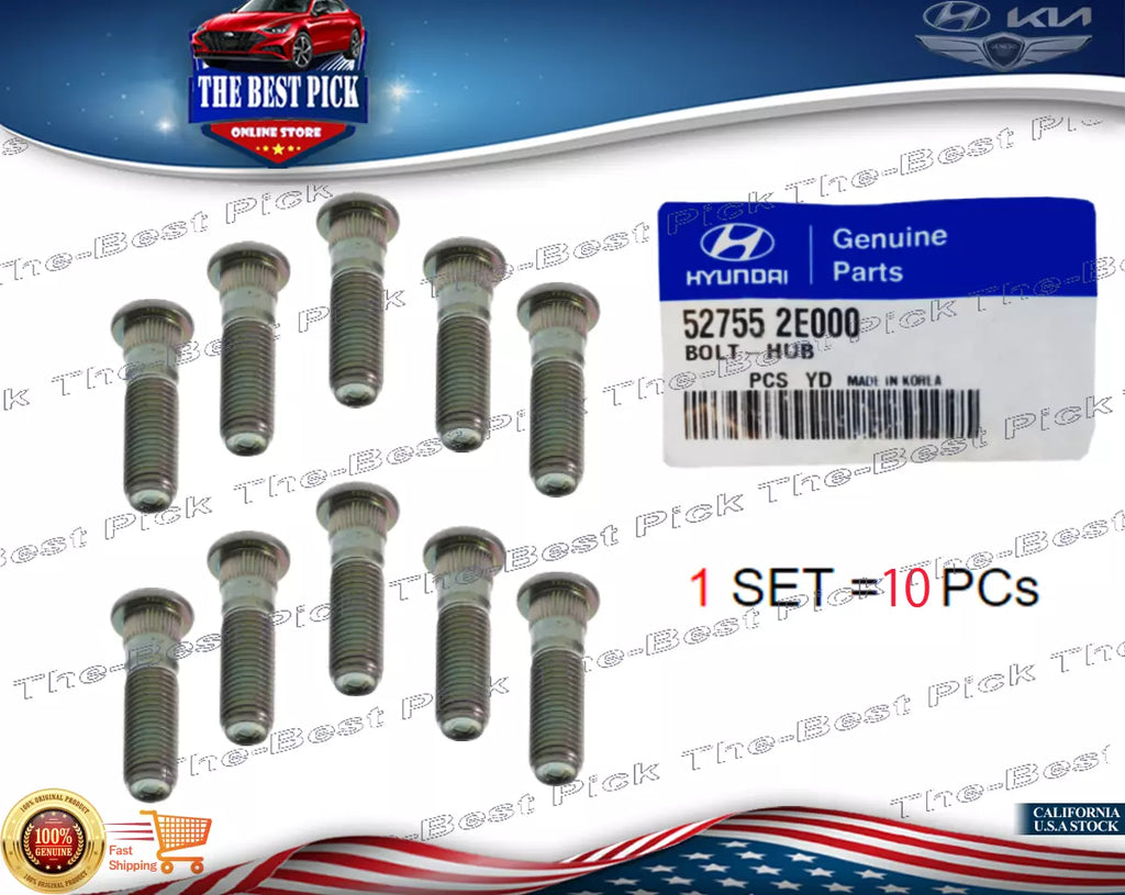 ⭐GENUINE⭐ 10 PCS Wheel Stud Hub Bolt Hyundai/Kia 527552E000 *See compatibility*