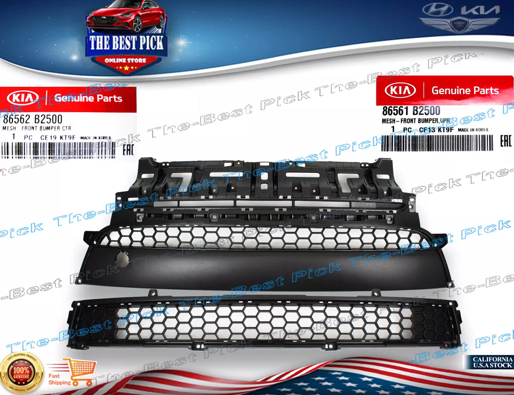 GRILLE FRONT BUMPER LOWER & CENTER For KIA SOUL 17-2019 86561B2500 & 86562B2500