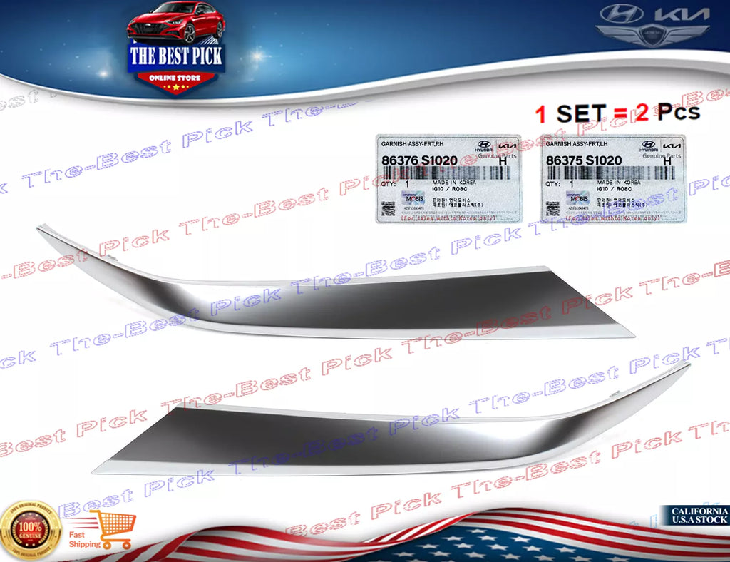 ⭐GENUINE⭐ FRONT Upper Grille Moldings LEFT + RIGHT 2pcs Matte For Santa Fe 19-20