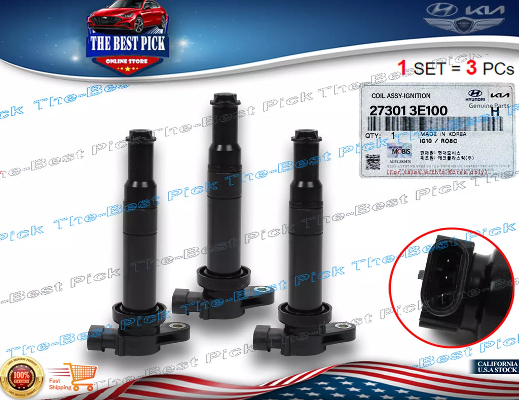 ⭐GENUINE⭐ Ignition Coil 3 PCS 06-08 Hyundai Santa Fe Kia Optima 2.7L 273013E100