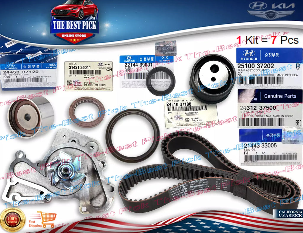 GENUINE⭐Timing Belt Kit + Tensioner + Water Pump for Hyundai Kia 2.7L 2510037202