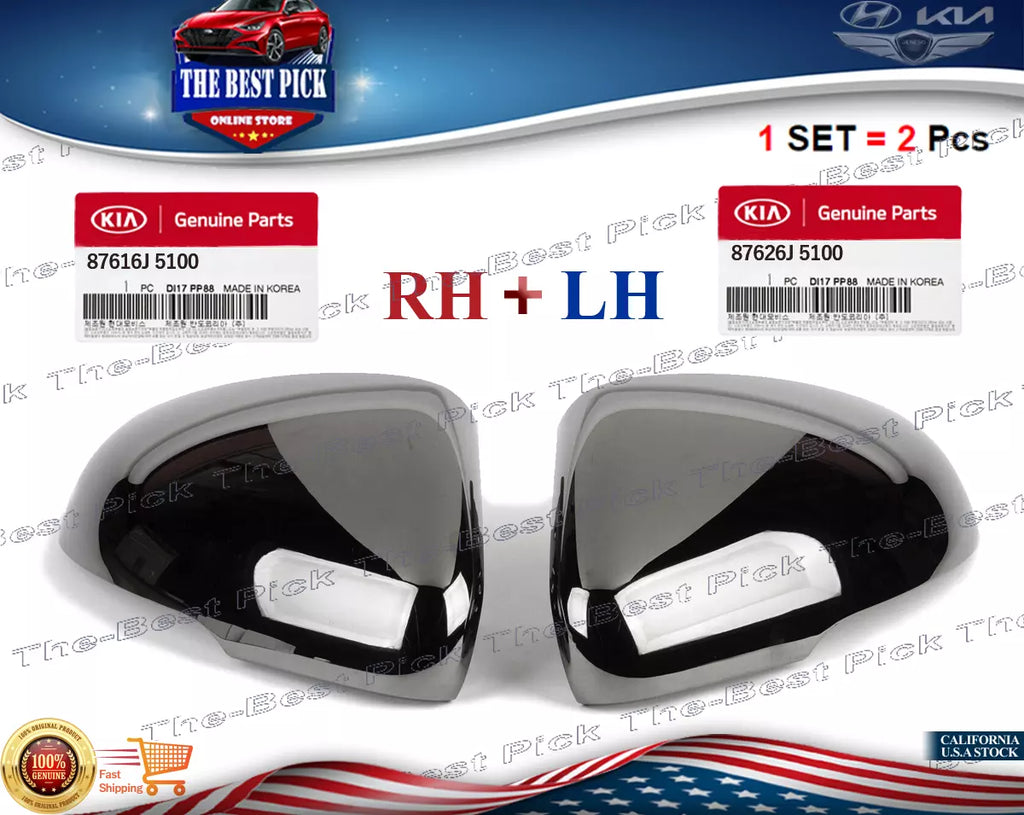 ⭐GENUINE⭐Dark Chrome Side Mirror Scalp Covers LH + RH (2pcs) Kia Stinger 2018-20