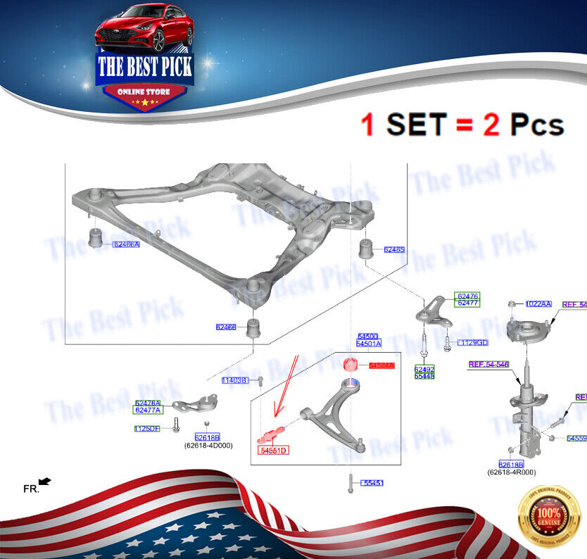 Lower Control Arm Front Bushings fits Sonata 19-21 ⭐1 kit = 2 pcs⭐54551L1000