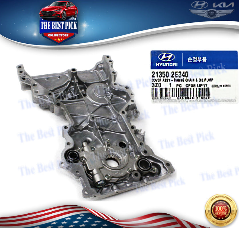 ⭐GENUINE⭐ Timing Chain Cover W/ Oil Pump 2014-2018 Hyundai Elantra 213502E340