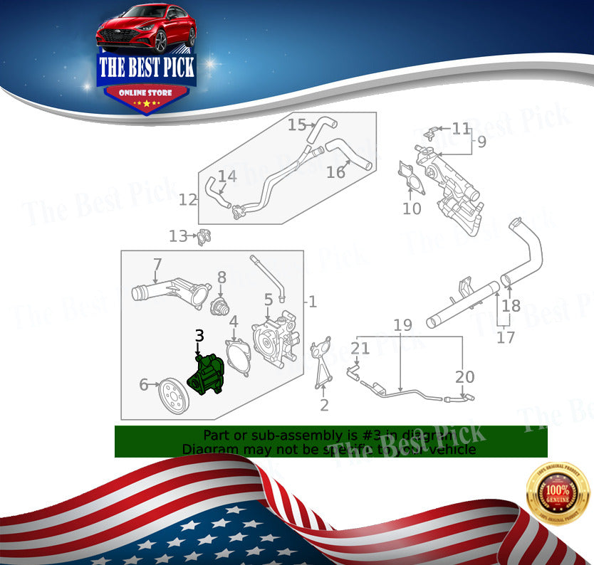 ⭐GENUINE⭐ PUMP SUB ASSY-COOLANT Hyundai Genesis 21-22 SantaFe 2.5L 251102S000