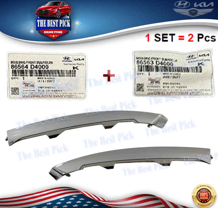 ⭐GENUINE⭐ Front Bumper Lower Grille Molding Trim Chrome LH + RH Set Optima 16-18