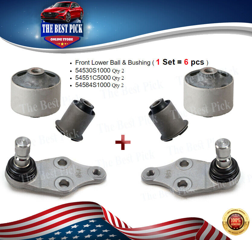 ⭐GENUINE⭐Front Lower Ball & Bushing 1 Kit=6 pcs Telluride SantaFe Palisade 20-22