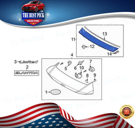 GENUINE Rear Upper Deck Lid Trim For Hyundai Elantra 21-22 Hyundai 87390AA000