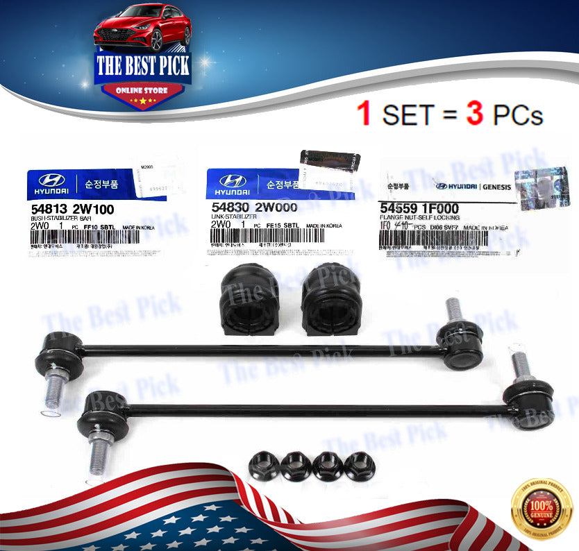 ⭐GENUINE⭐ FR Stabilizer Bar Link+Bushing+Bolts 13-18 Santa Fe Sorento 548302W000