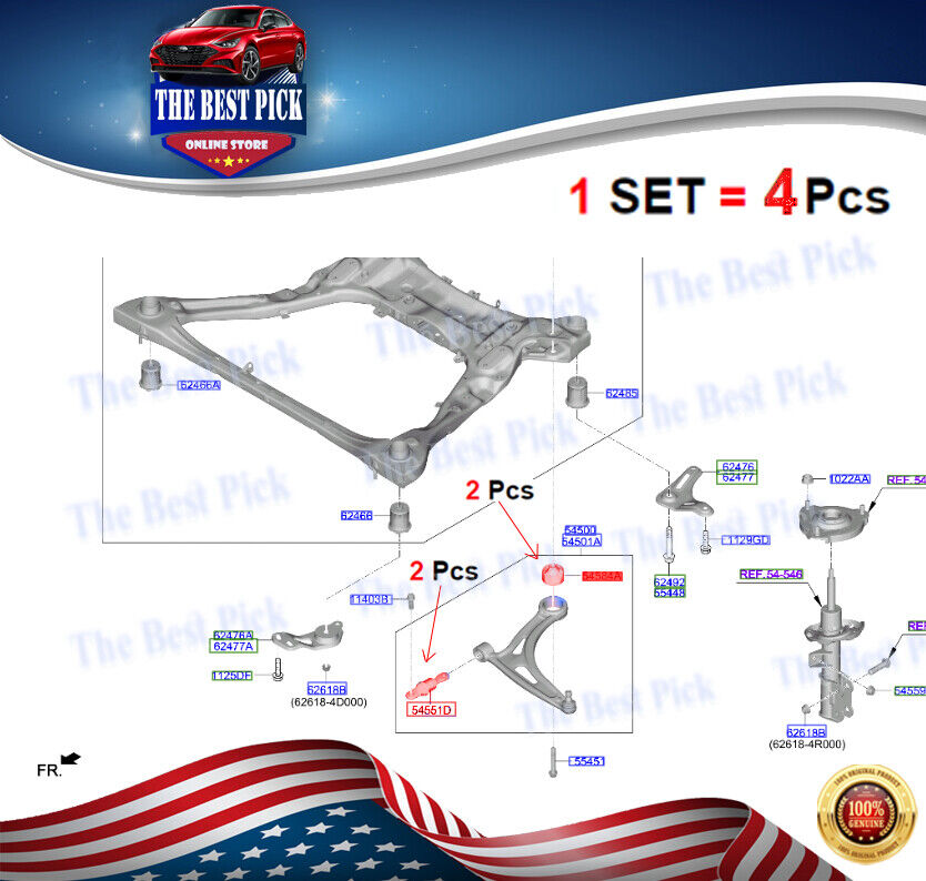 Lower Control Arm Front Bushings fits Sonata 19-21 ⭐1 kit = 4 pcs⭐54551L1000