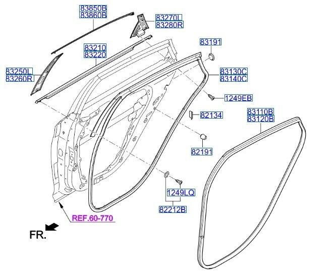 ⭐GENUINE⭐ SEAL Side-Door Rubber Weather strip Seal RR LH for 15~19 83130C1000