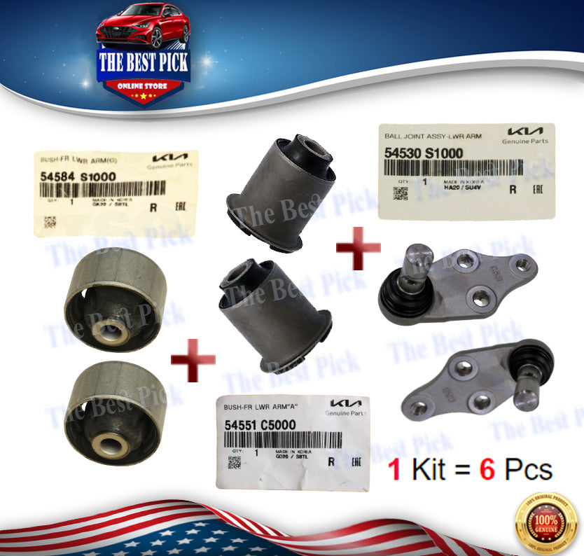 ⭐GENUINE⭐Front Lower Ball & Bushing 1 Kit=6 pcs Telluride SantaFe Palisade 20-22