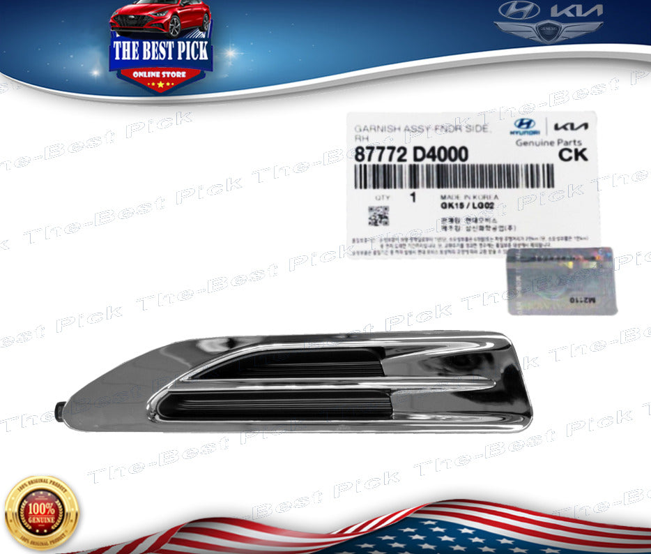 ⭐GENUINE⭐ FRONT FENDER SIDE MOLDING RIGHT FOR 2016-2020 KIA OPTIMA 87772D4000