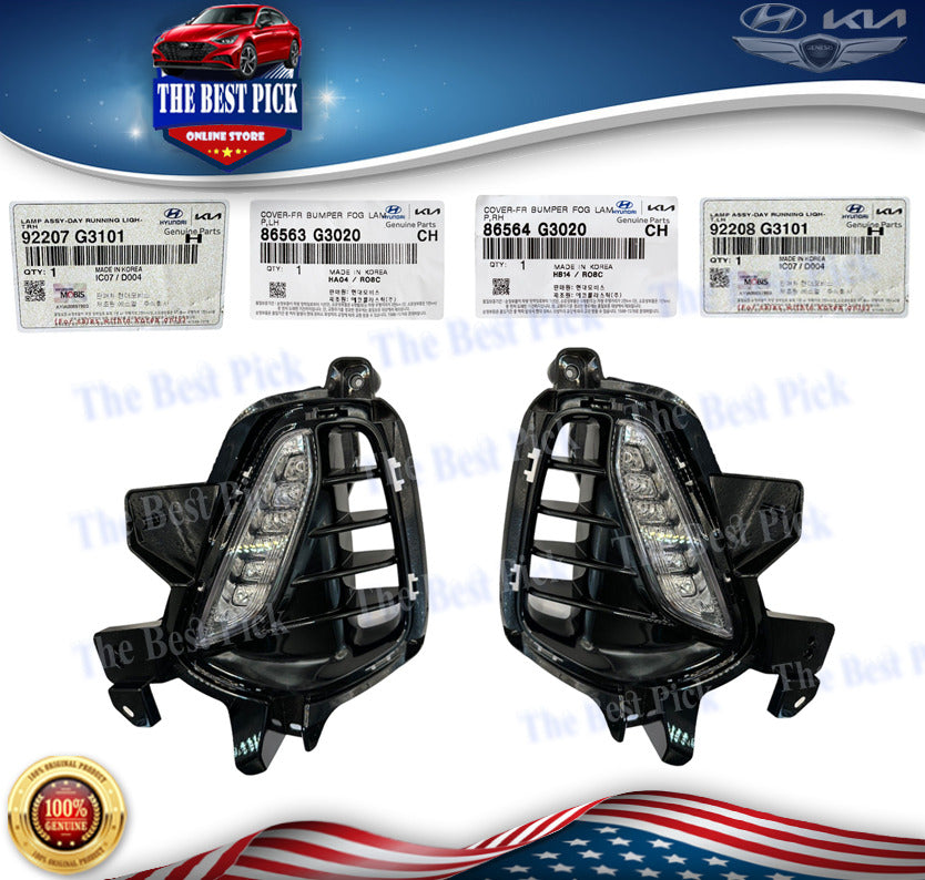 ⭐GENUINE⭐DRL Fog Lamps & Covers LEFT & RIGHT 18-20 Hyundai Elantra GT 92207G3101