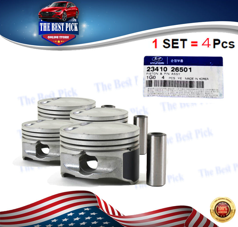 GENUINE Engine Piston 1SET = 4PCs for 6-11 Hyundai Accent Kia Rio 2341026501